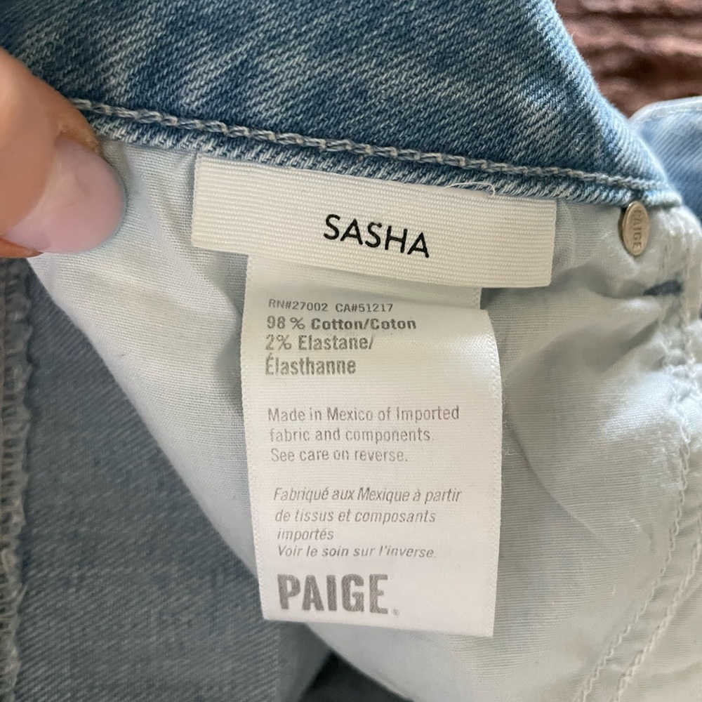 PAIGE Sasha Light Blue High-Waist Distressed Straight Jeans - Picture 7 of 10